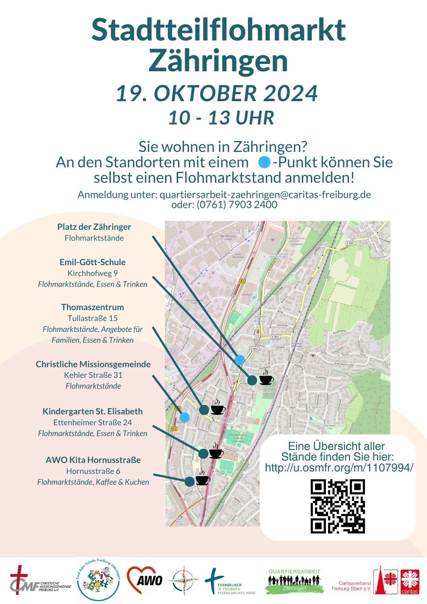 Plakat Stadtteilflohmarkt Zähringen am 19. Oktober 2024