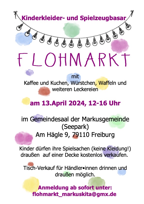 Flyer Flohmarkt 2024 Markusgemeinde Freiburg